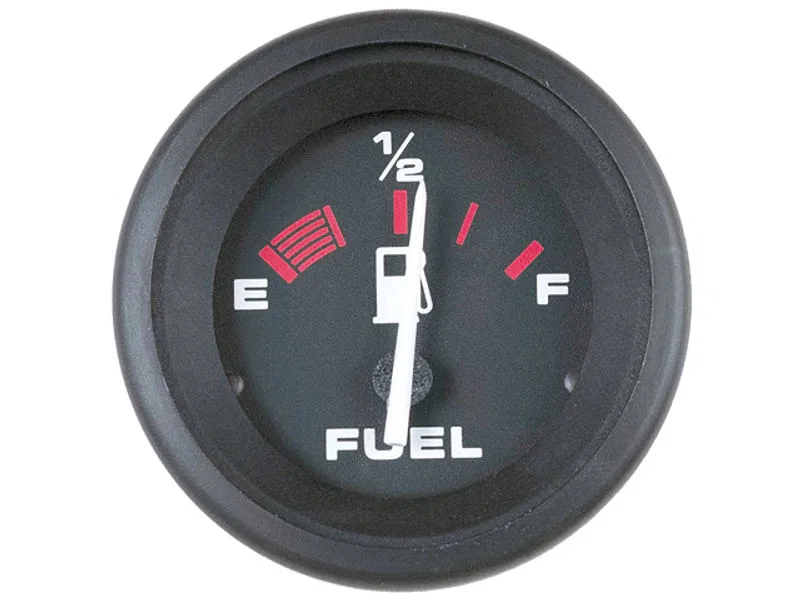 57902P – SIERRAMARINE Gauge Fuel Level, Universal 2 Inch Short Electrical Sweep Analog Empty-Half-Full Black Face/ Bl...